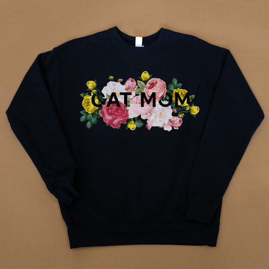 Floral Cat Mom Crew Sweatshirt