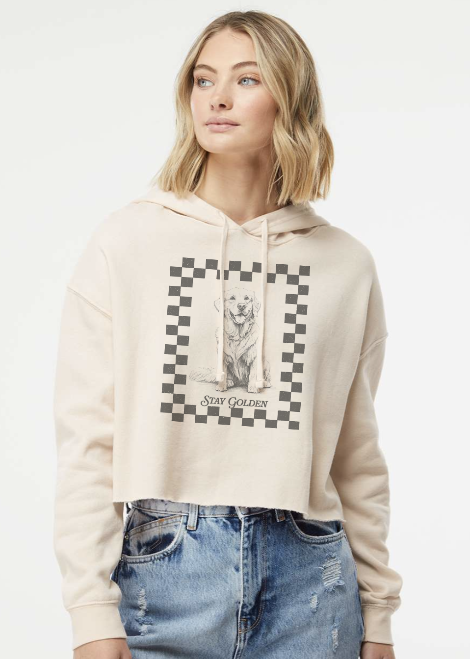 Ready-Made Cropped Checkerboard Hoodie Sweatshirt