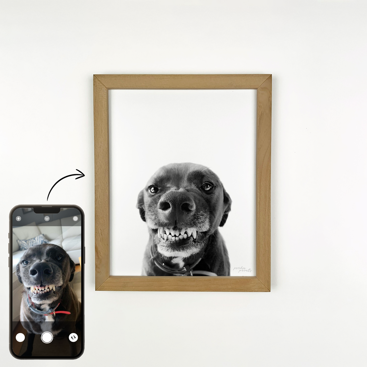 Personalized Pet Portrait in Natural Wood Frame