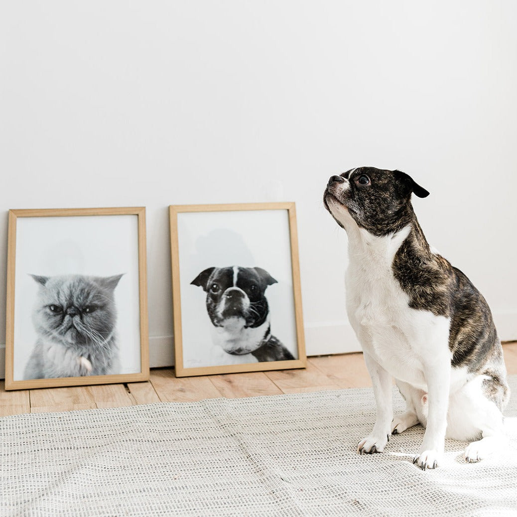 Personalized Pet Portrait in Natural Wood Frame