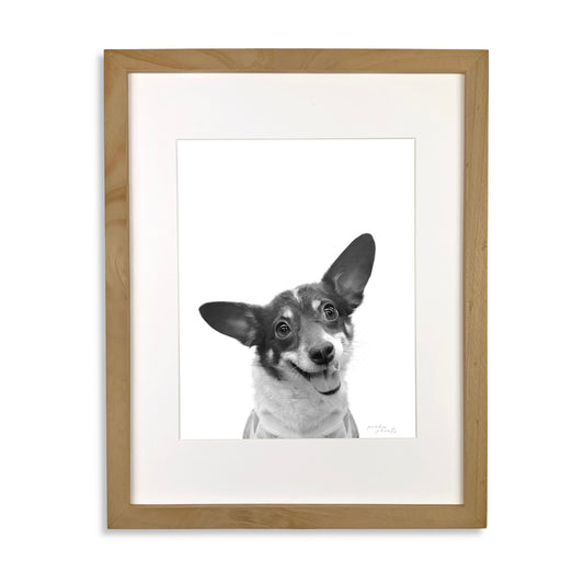 Pet Portrait in Natural Wood Frame