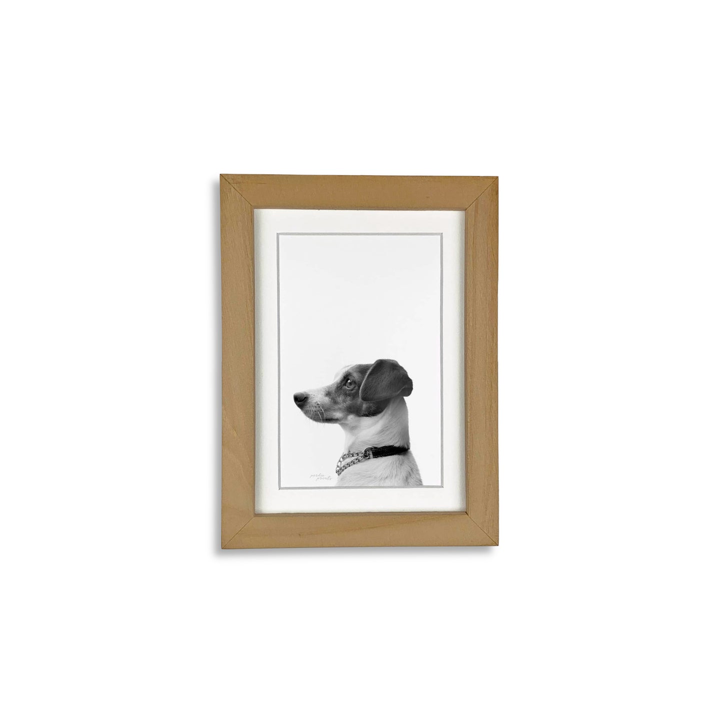 Pet Portrait in Natural Wood Frame