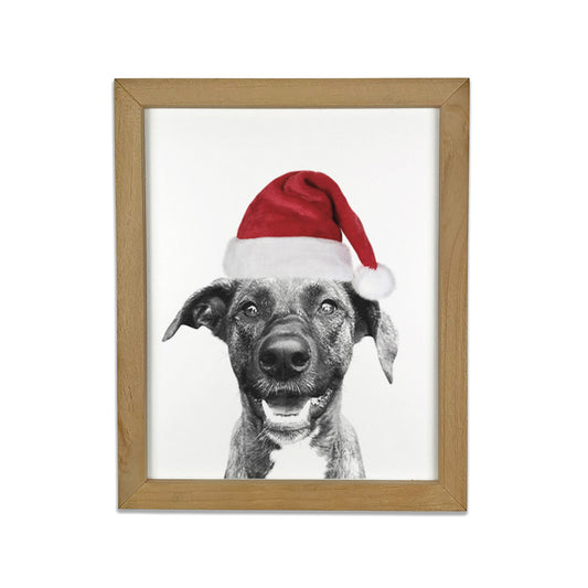 Holiday Pet Portrait in Natural Frame