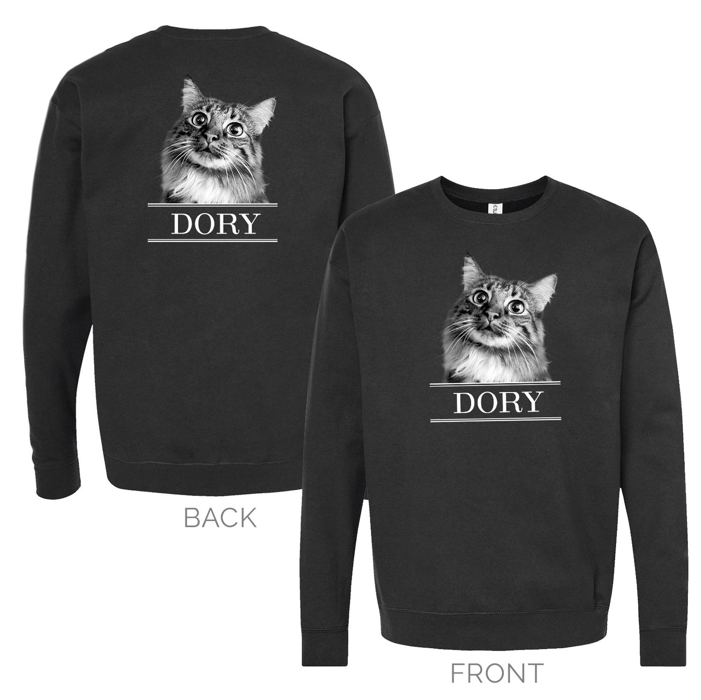 Personalized Pet Face Classic Crew Sweatshirt -Black