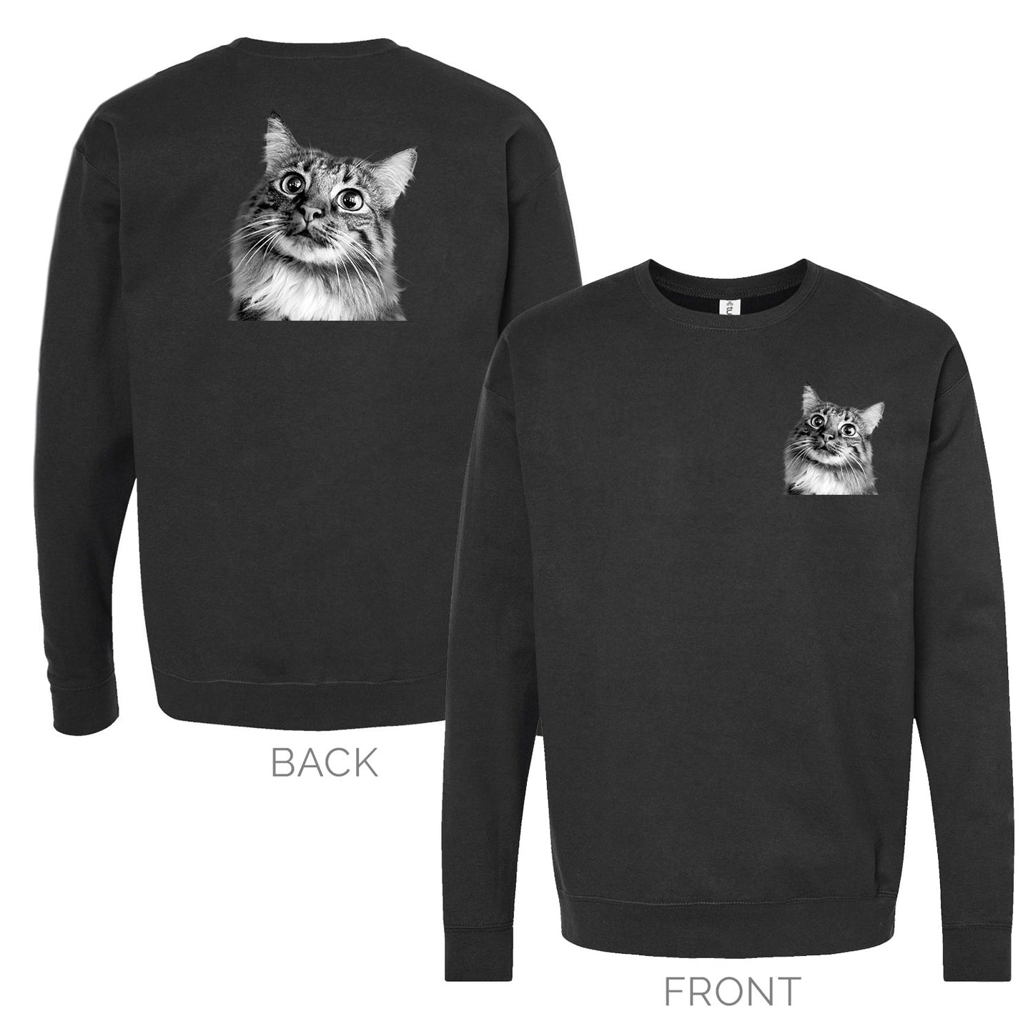 Personalized Pet Face Classic Crew Sweatshirt -Black