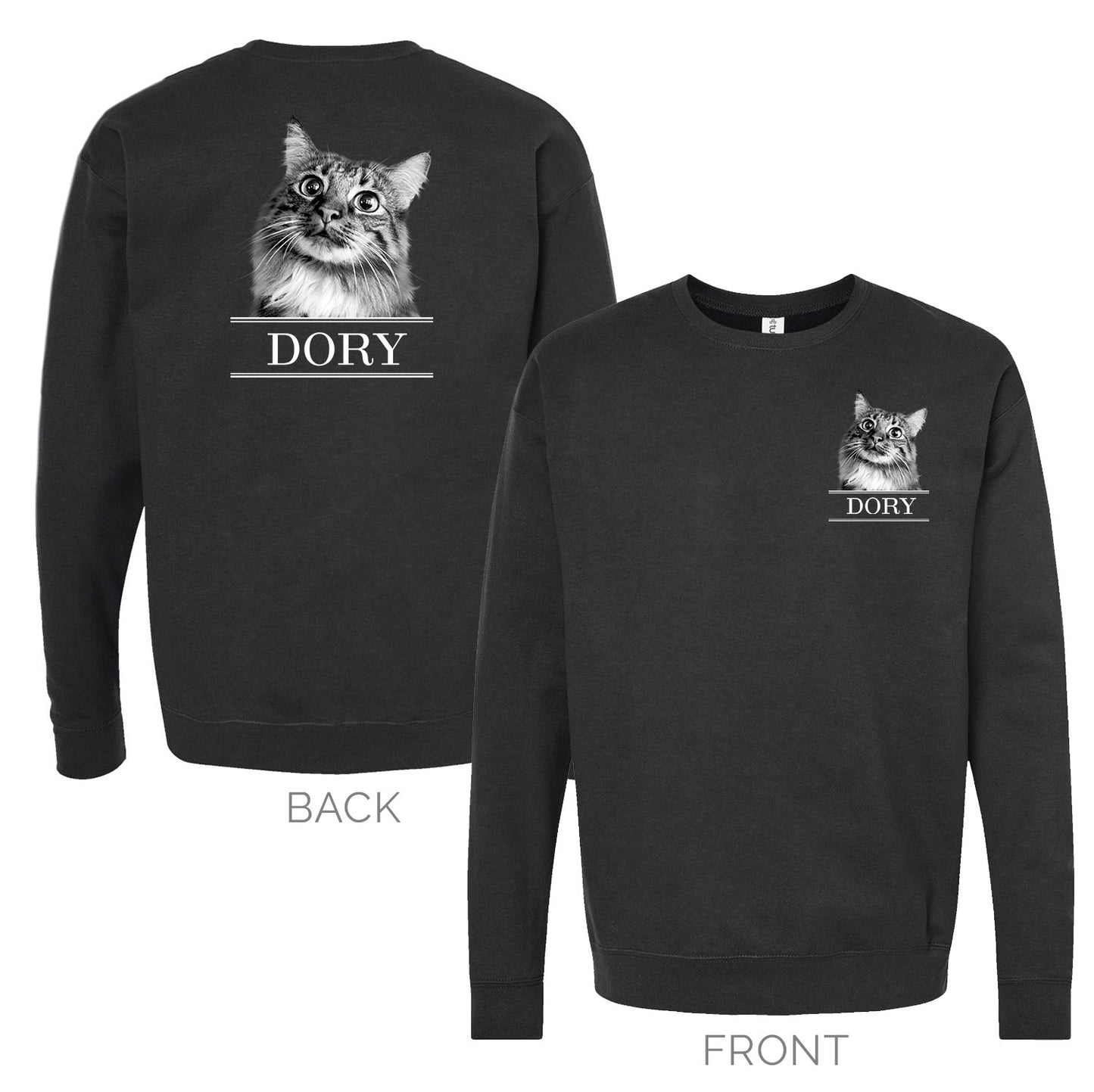 Personalized Pet Face Classic Crew Sweatshirt -Black