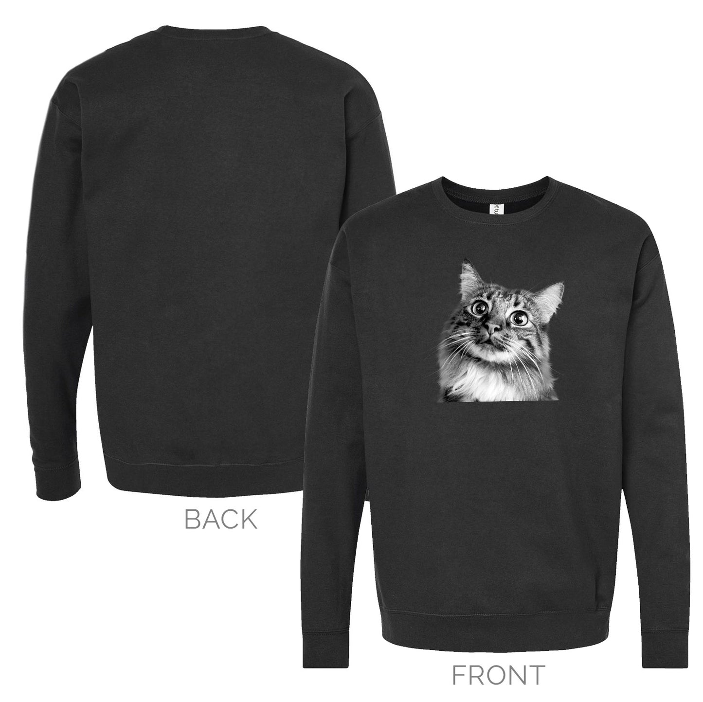 Personalized Pet Face Classic Crew Sweatshirt -Black