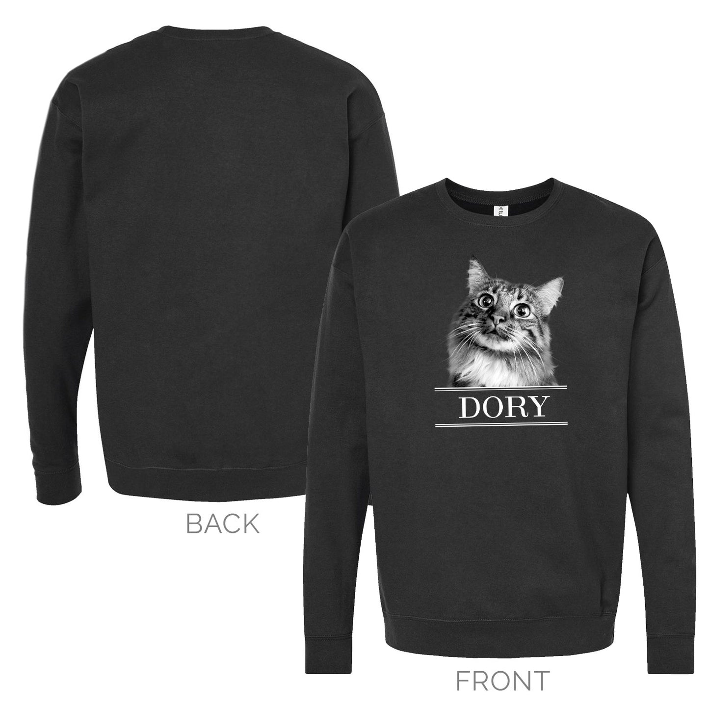 Personalized Pet Face Classic Crew Sweatshirt -Black