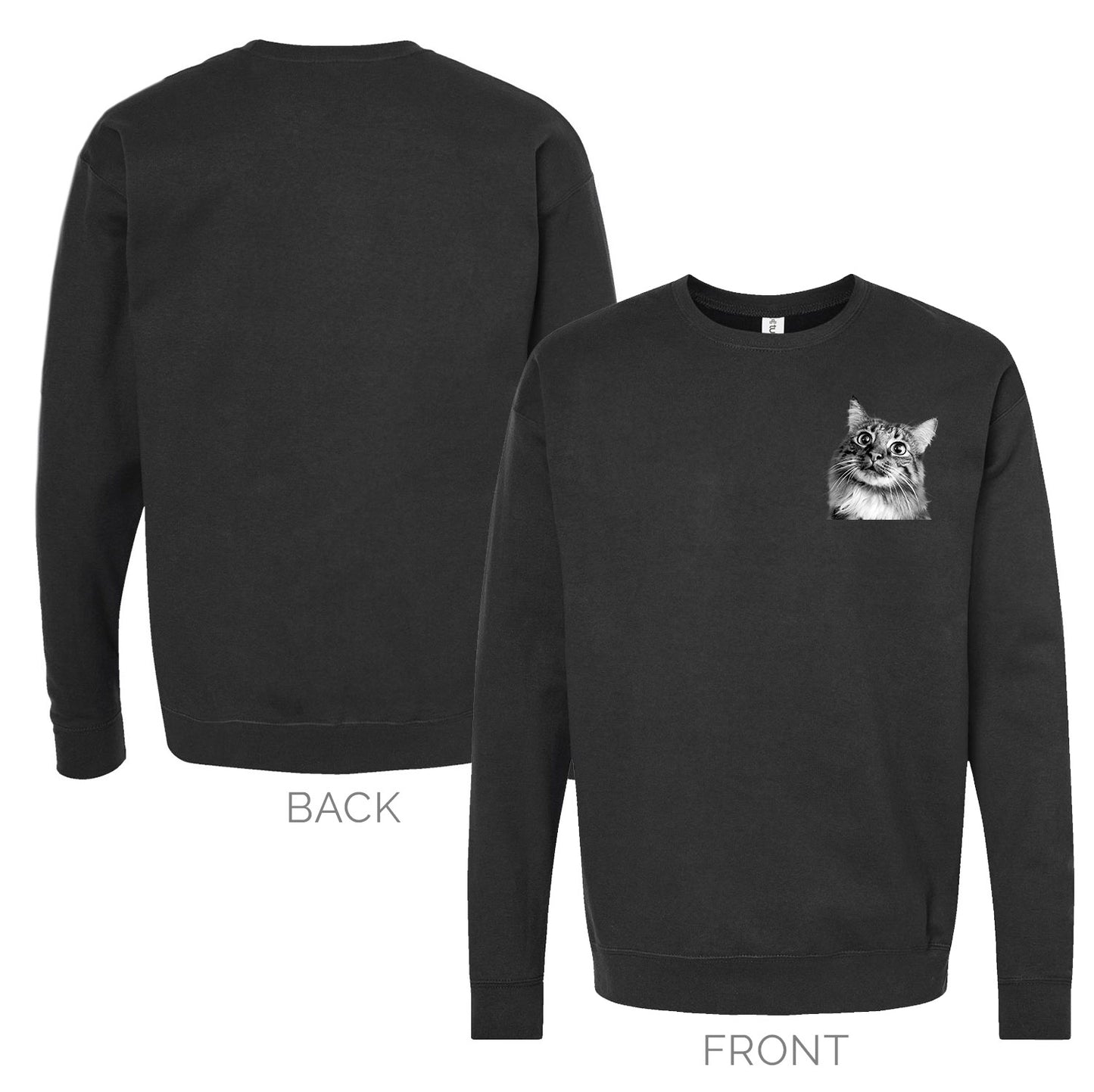 Personalized Pet Face Classic Crew Sweatshirt -Black