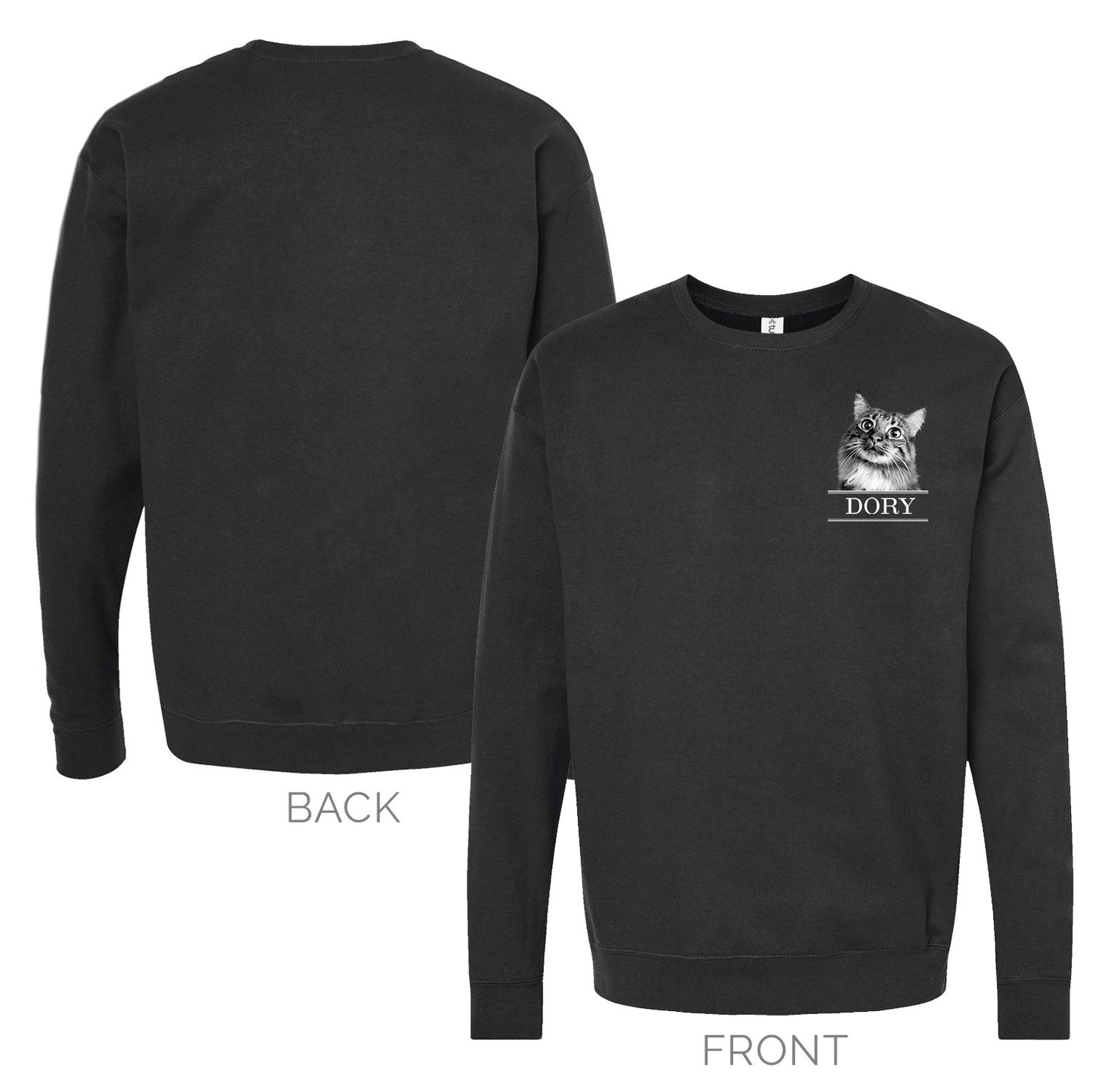 Personalized Pet Face Classic Crew Sweatshirt -Black
