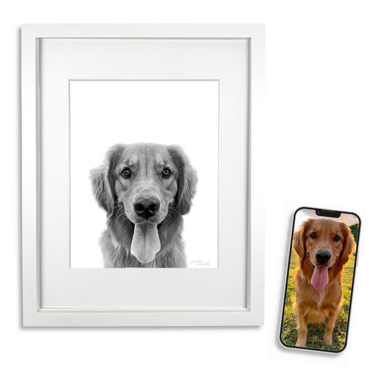 Pet Portrait in White Frame
