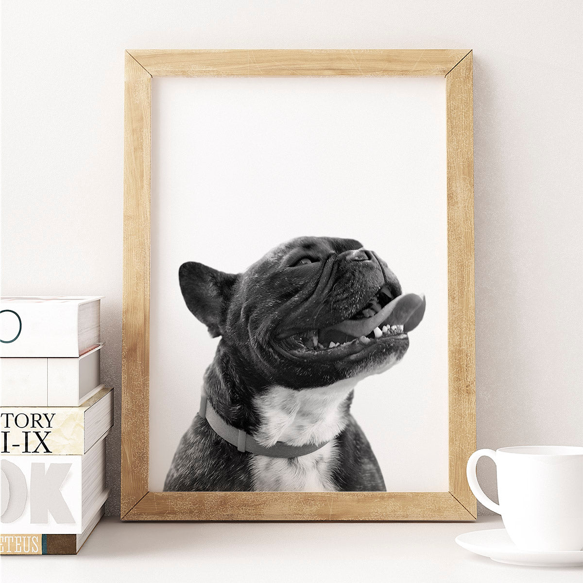 Pet Portrait in Natural Wood Frame