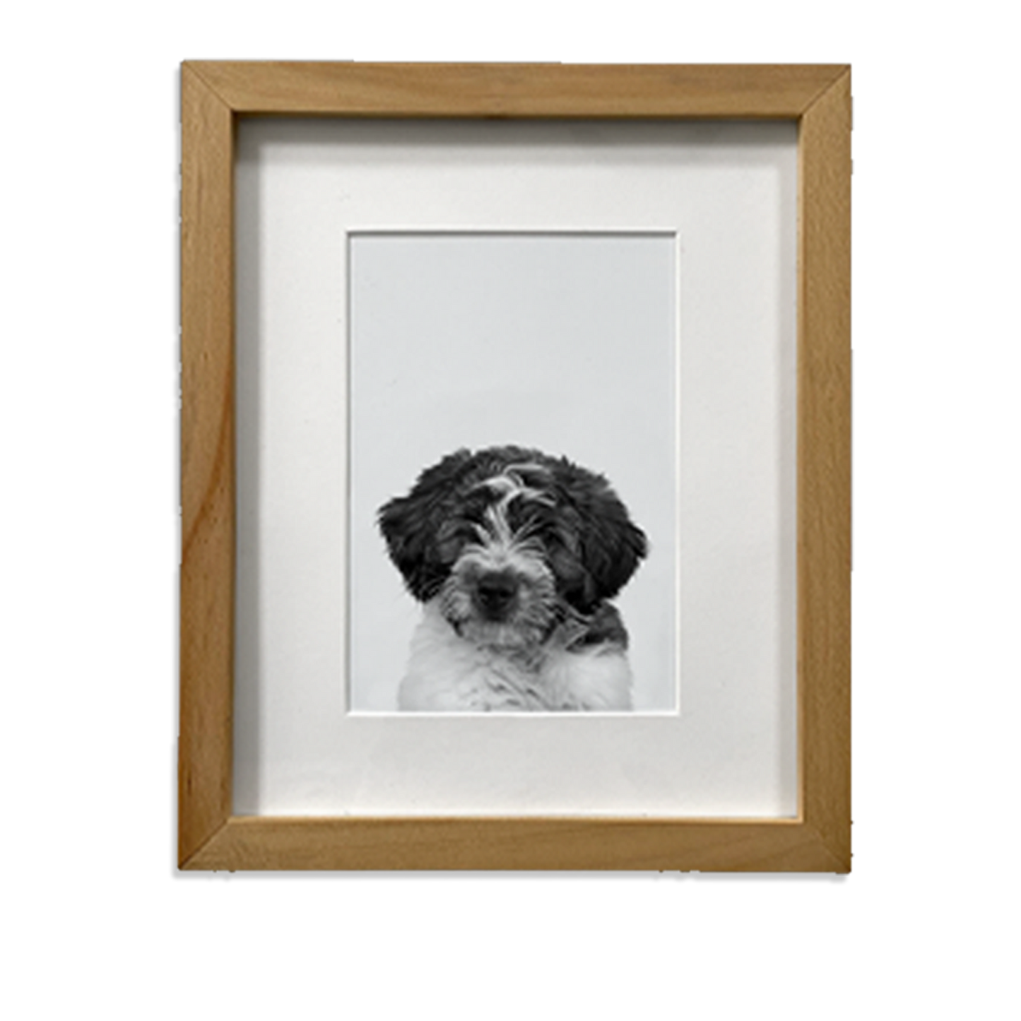 Personalized Pet Portrait in Natural Wood Frame