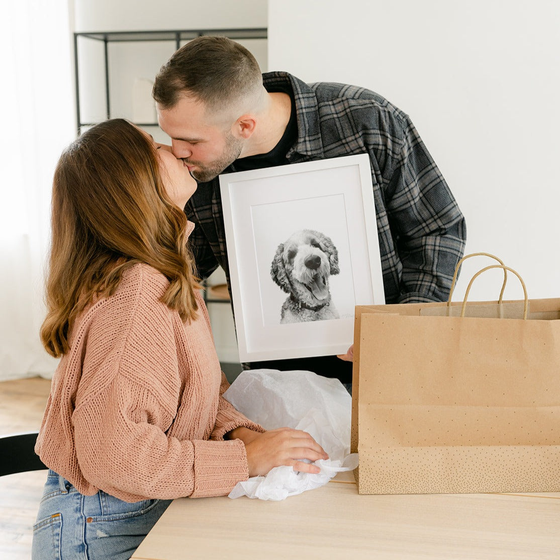 White Framed Perkie Print