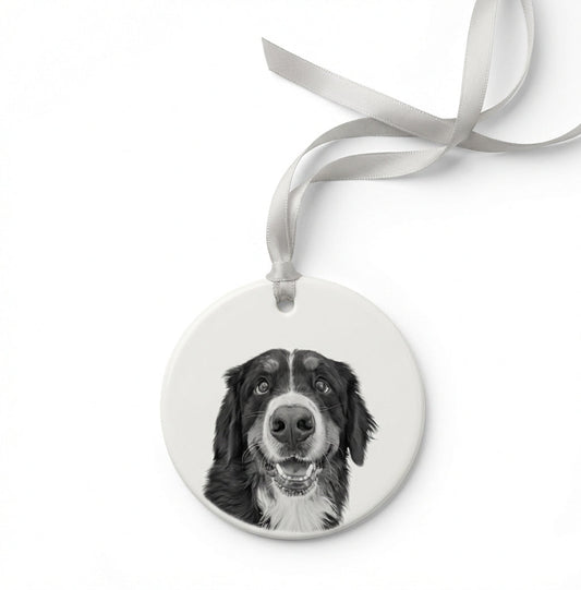 Custom pet portrait ceramic Christmas ornament