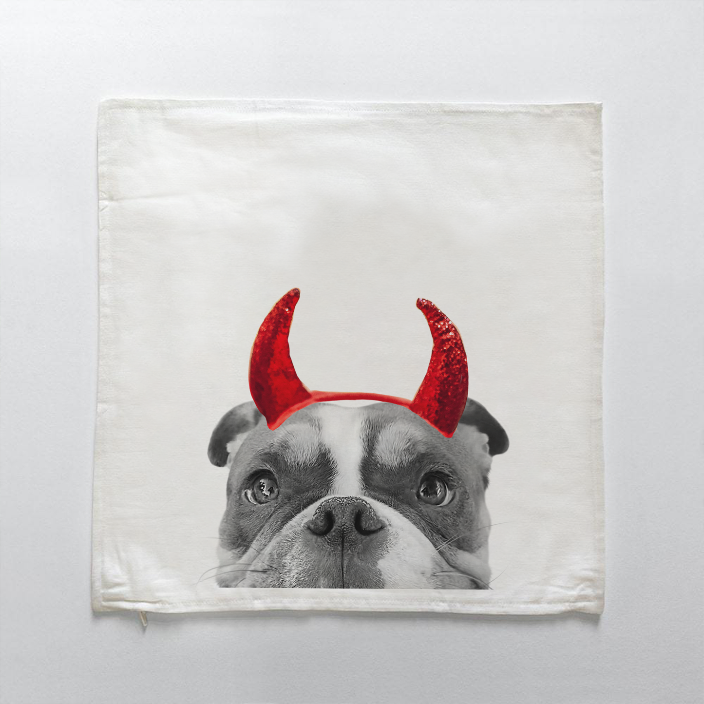 Lil' Devil Peeking Pet Halloween Pillow Cover