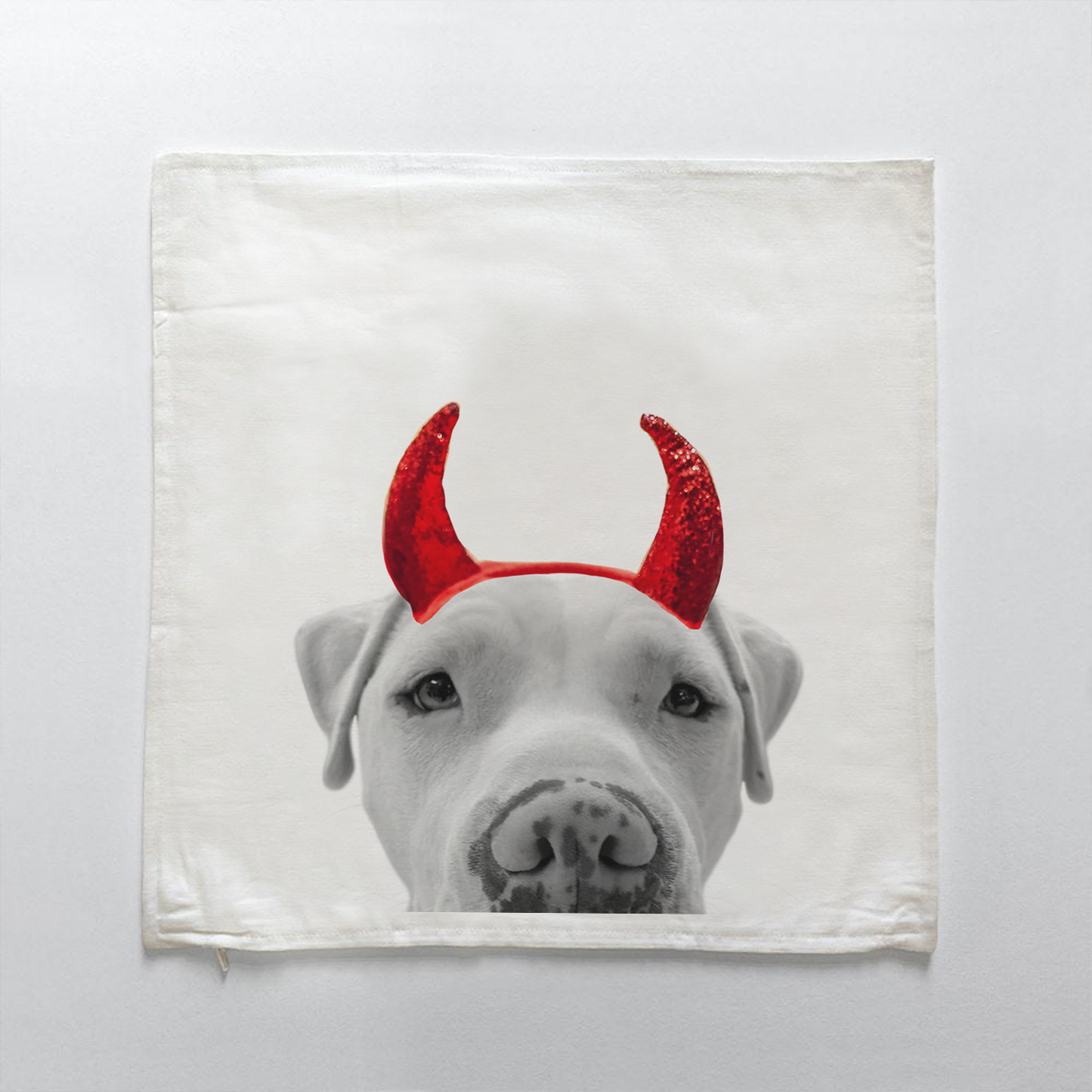 Lil' Devil Peeking Pet Halloween Pillow Cover