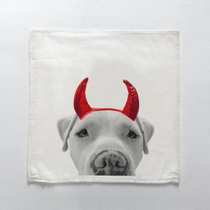 Lil' Devil Peeking Pet Halloween Pillow Cover