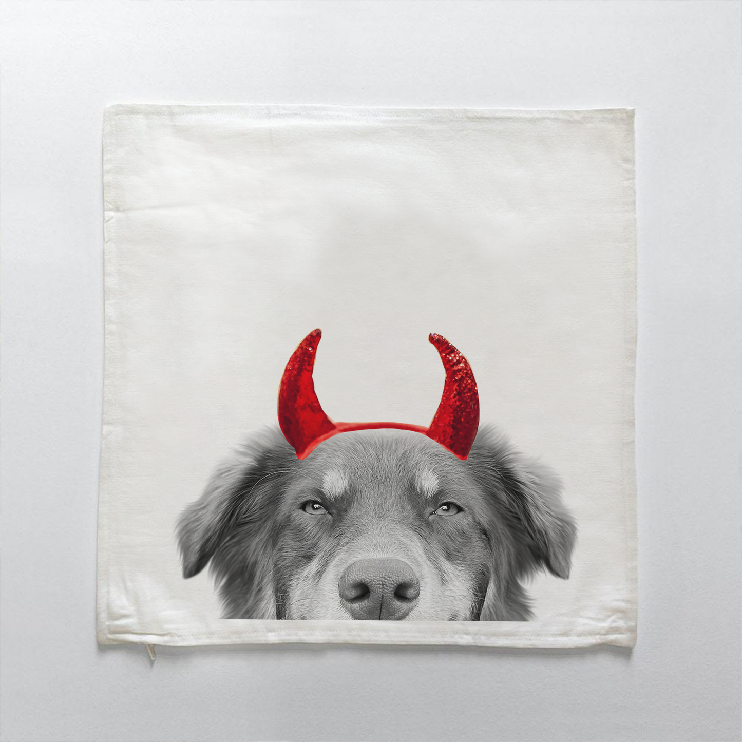 Lil' Devil Peeking Pet Halloween Pillow Cover