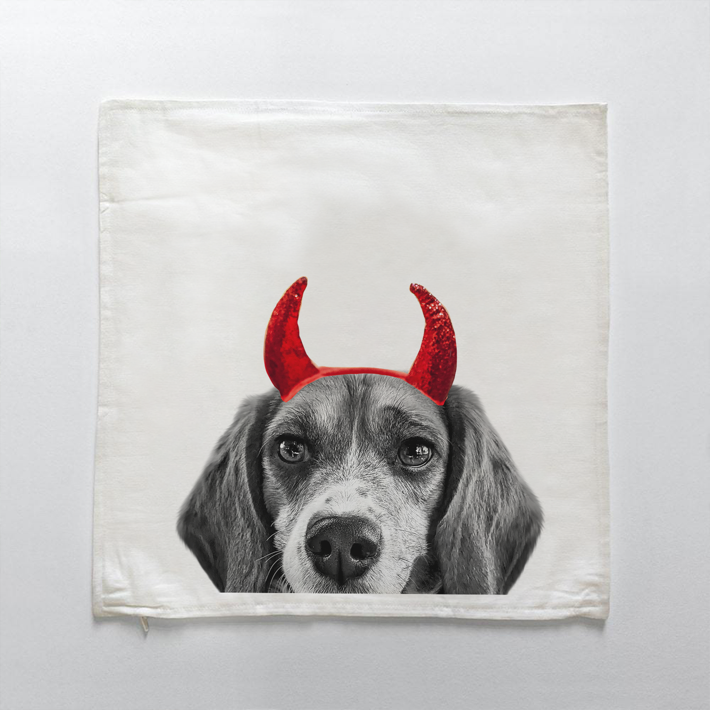 Lil' Devil Peeking Pet Halloween Pillow Cover