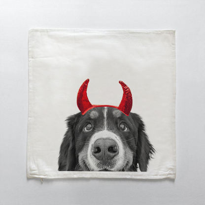 Lil' Devil Peeking Pet Halloween Pillow Cover