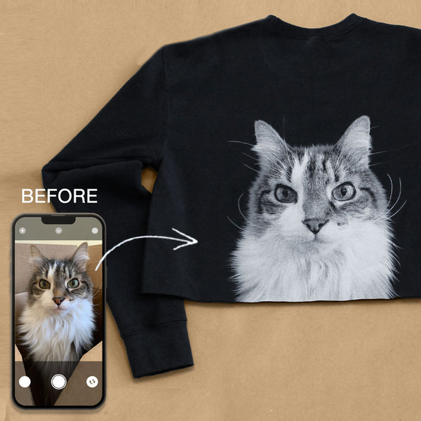 Personalized Pet Cropped Crew Sweatshirt -Black