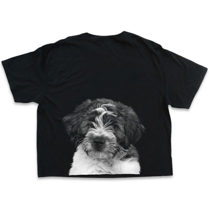 Pet-In-Pocket Cropped Tee - Pocket & Back Graphic
