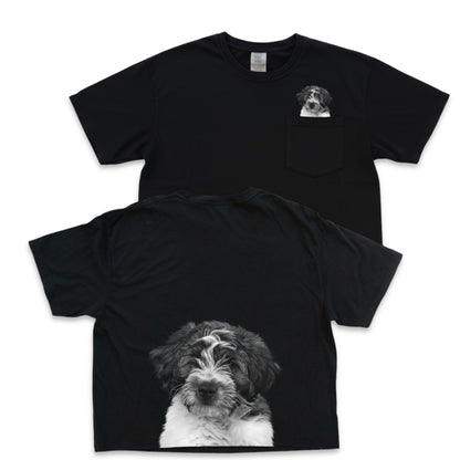 Pet-In-Pocket Cropped Tee - Pocket & Back Graphic
