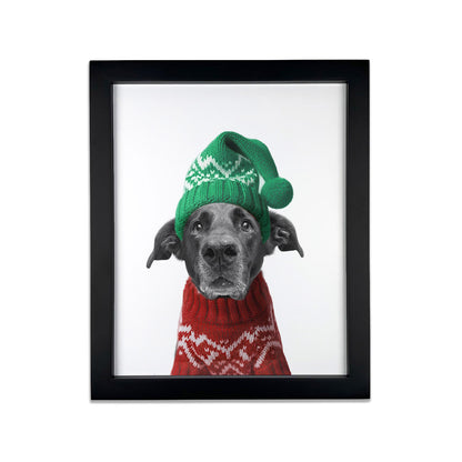 Holiday Pet Portrait in Black Frame