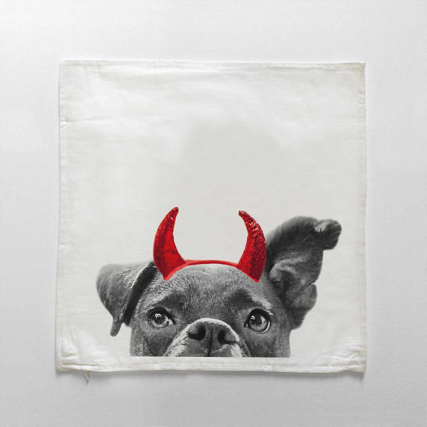 Lil' Devil Peeking Pet Halloween Pillow Cover