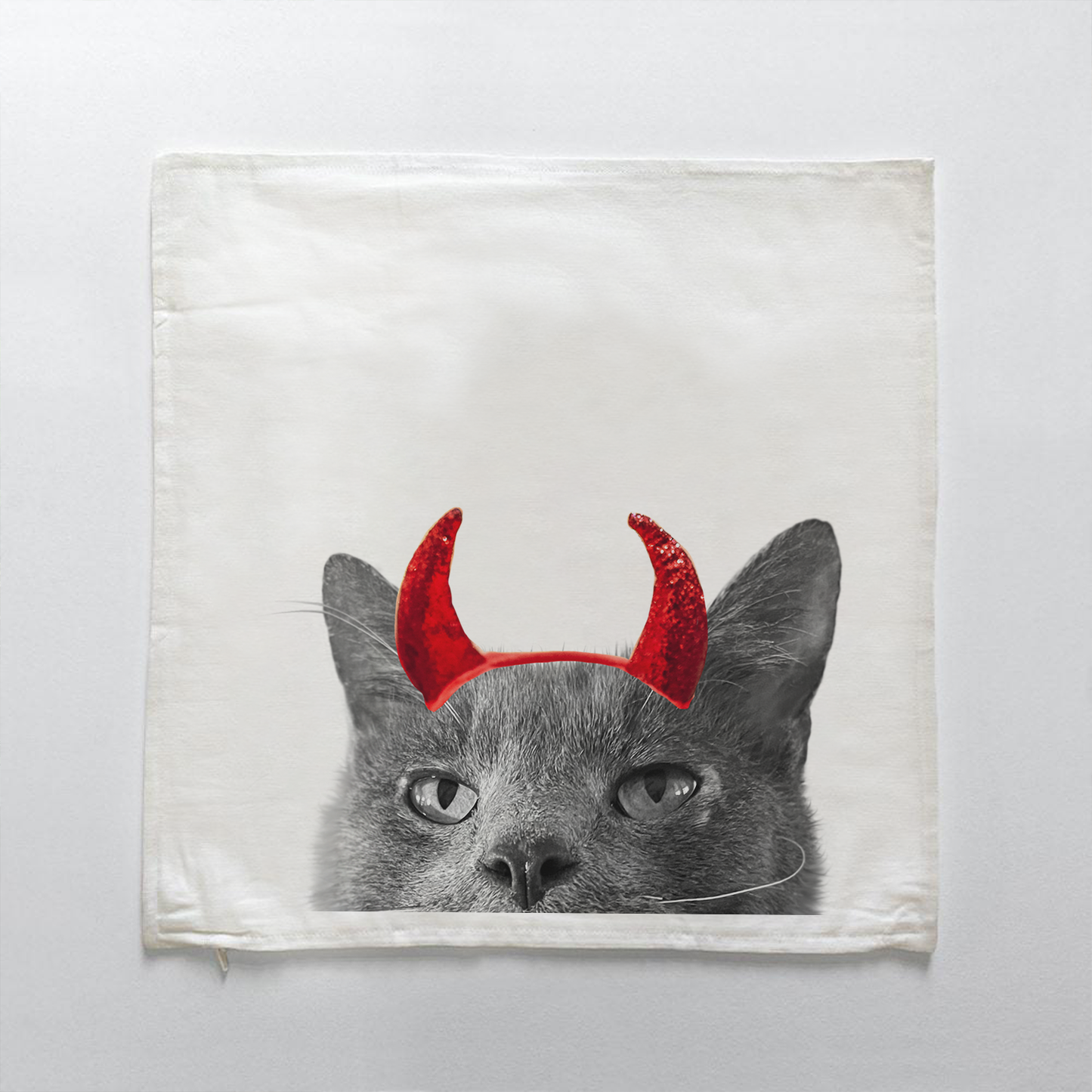 Lil' Devil Peeking Pet Halloween Pillow Cover