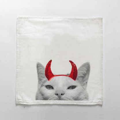 Lil' Devil Peeking Pet Halloween Pillow Cover