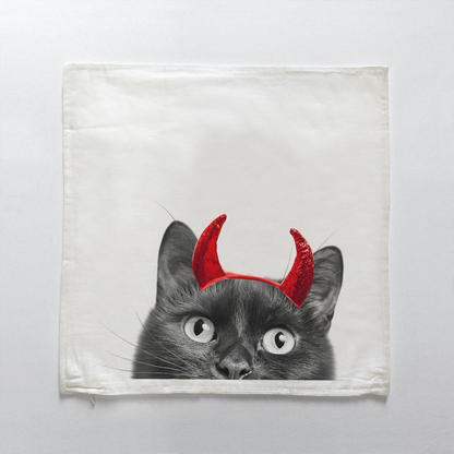 Lil' Devil Peeking Pet Halloween Pillow Cover