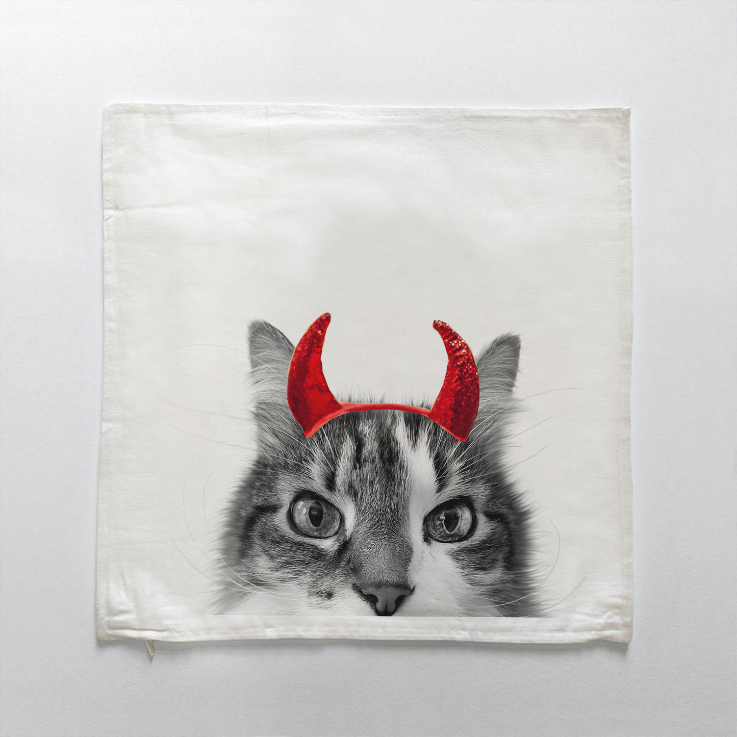 Lil' Devil Peeking Pet Halloween Pillow Cover