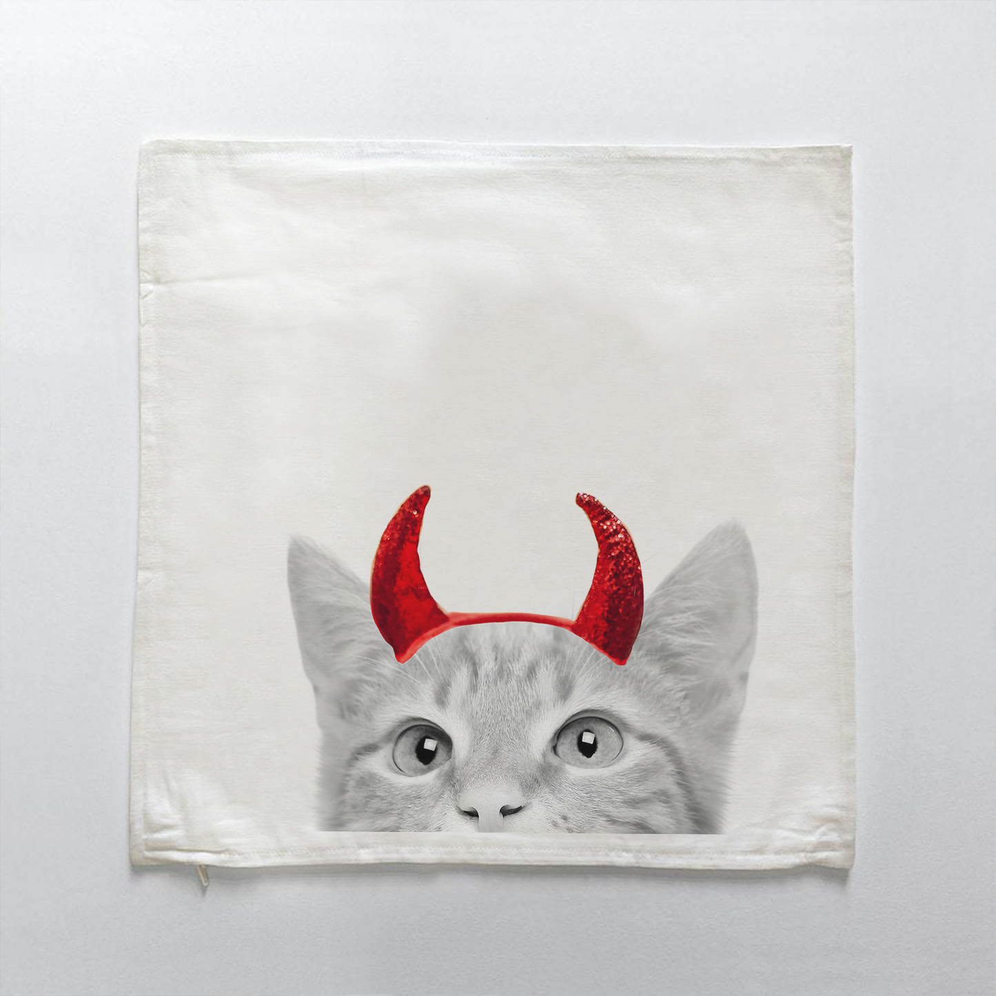 Lil' Devil Peeking Pet Halloween Pillow Cover