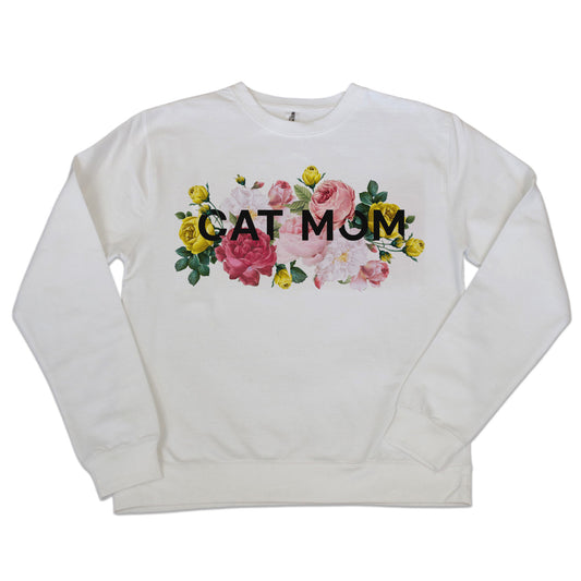 Crew Sweatshirt - Floral Cat Mom