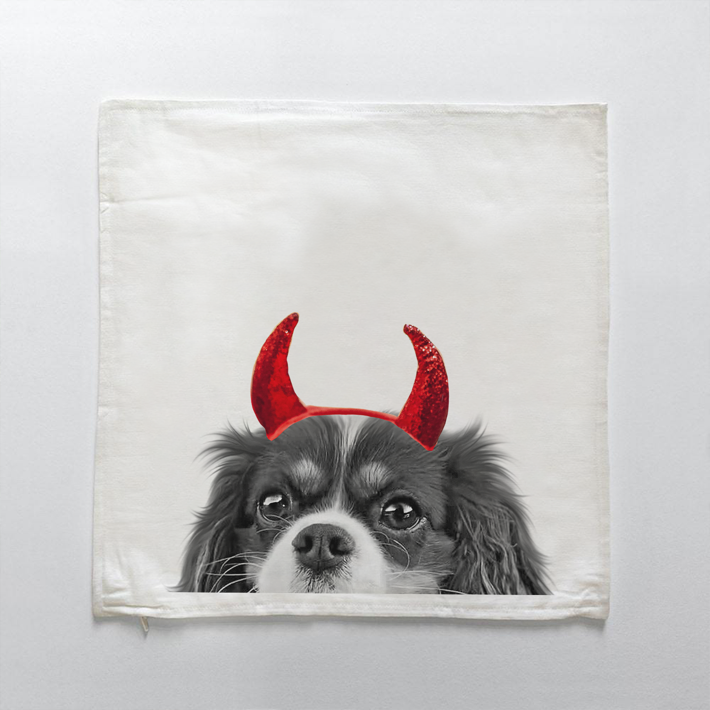 Lil' Devil Peeking Pet Halloween Pillow Cover