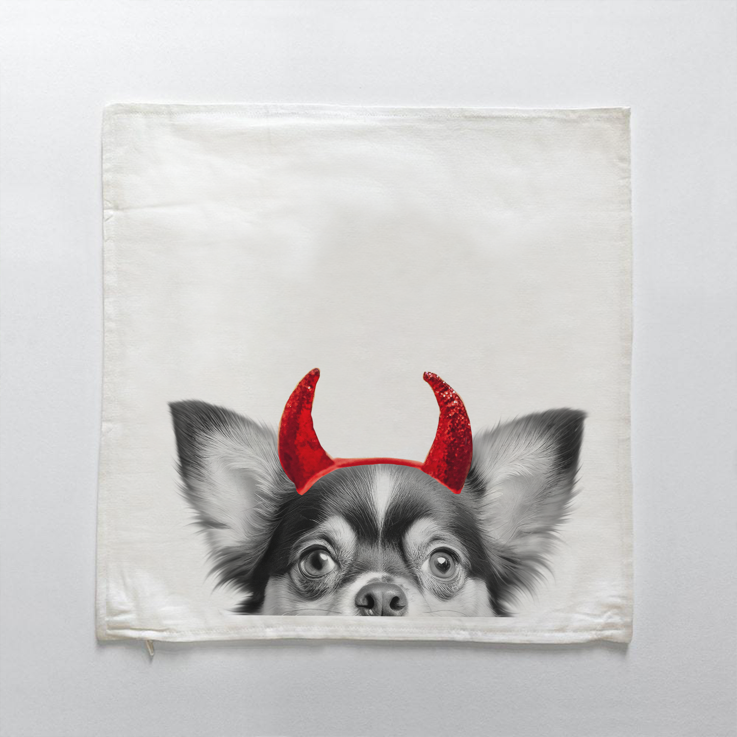 Lil' Devil Peeking Pet Halloween Pillow Cover