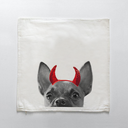 Lil' Devil Peeking Pet Halloween Pillow Cover