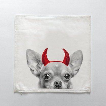 Lil' Devil Peeking Pet Halloween Pillow Cover