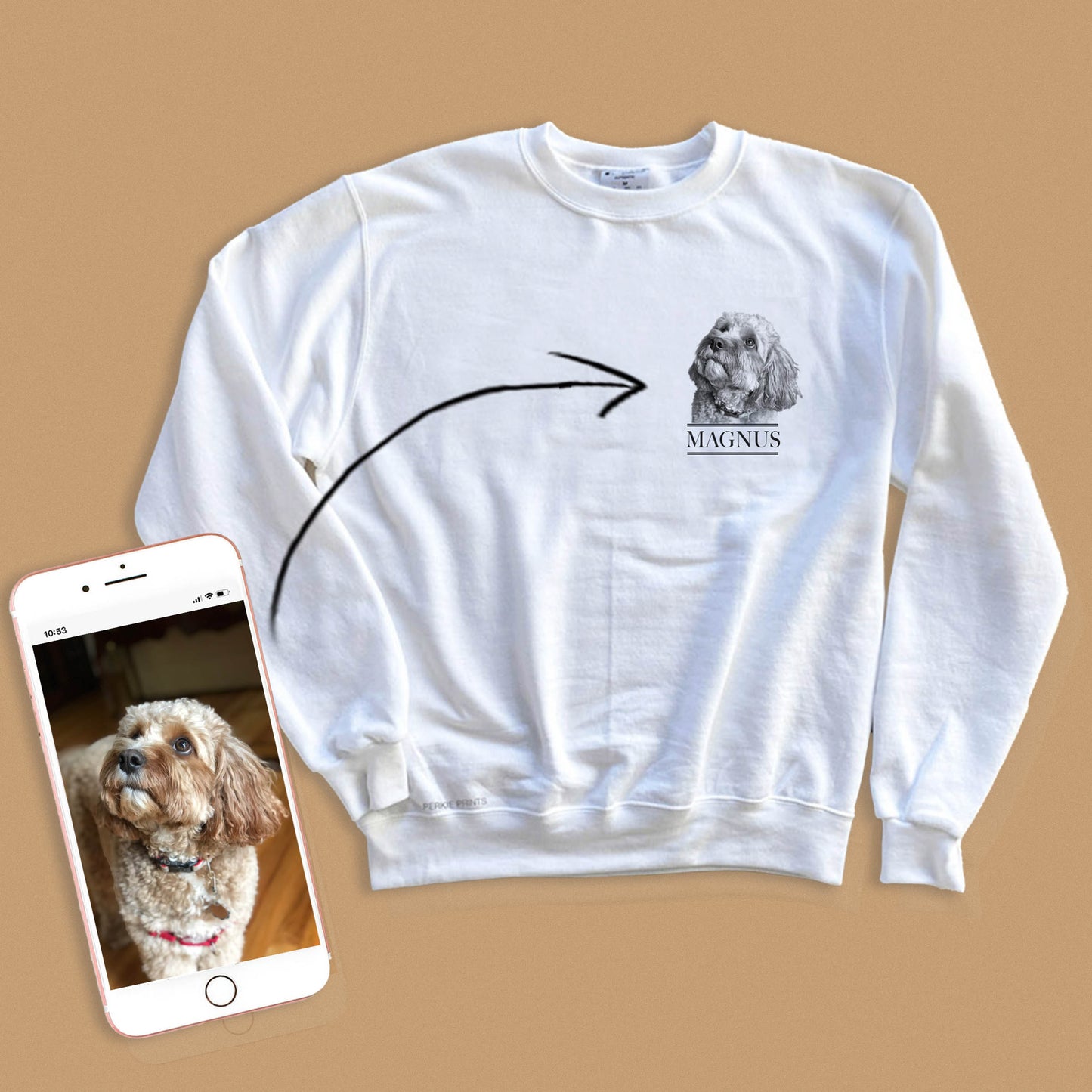 White Perkie Print  Crew Sweatshirt