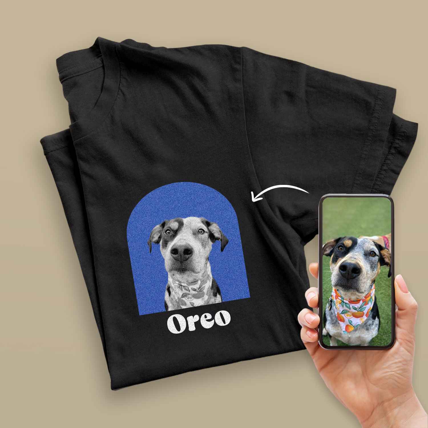 Personalized Pet Color Arch Graphic Tee - Black