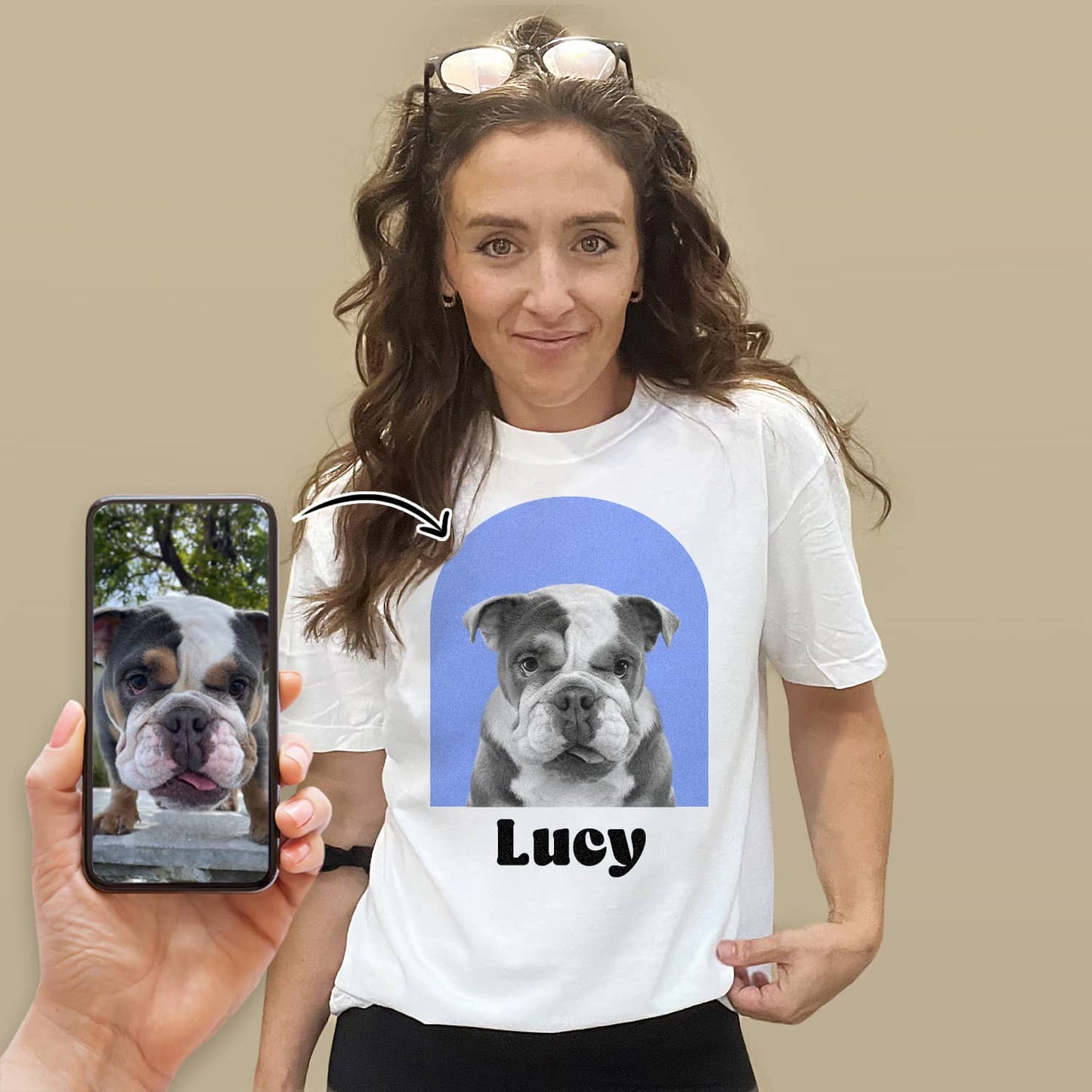 Personalized Pet Color Arch Graphic Tee - White