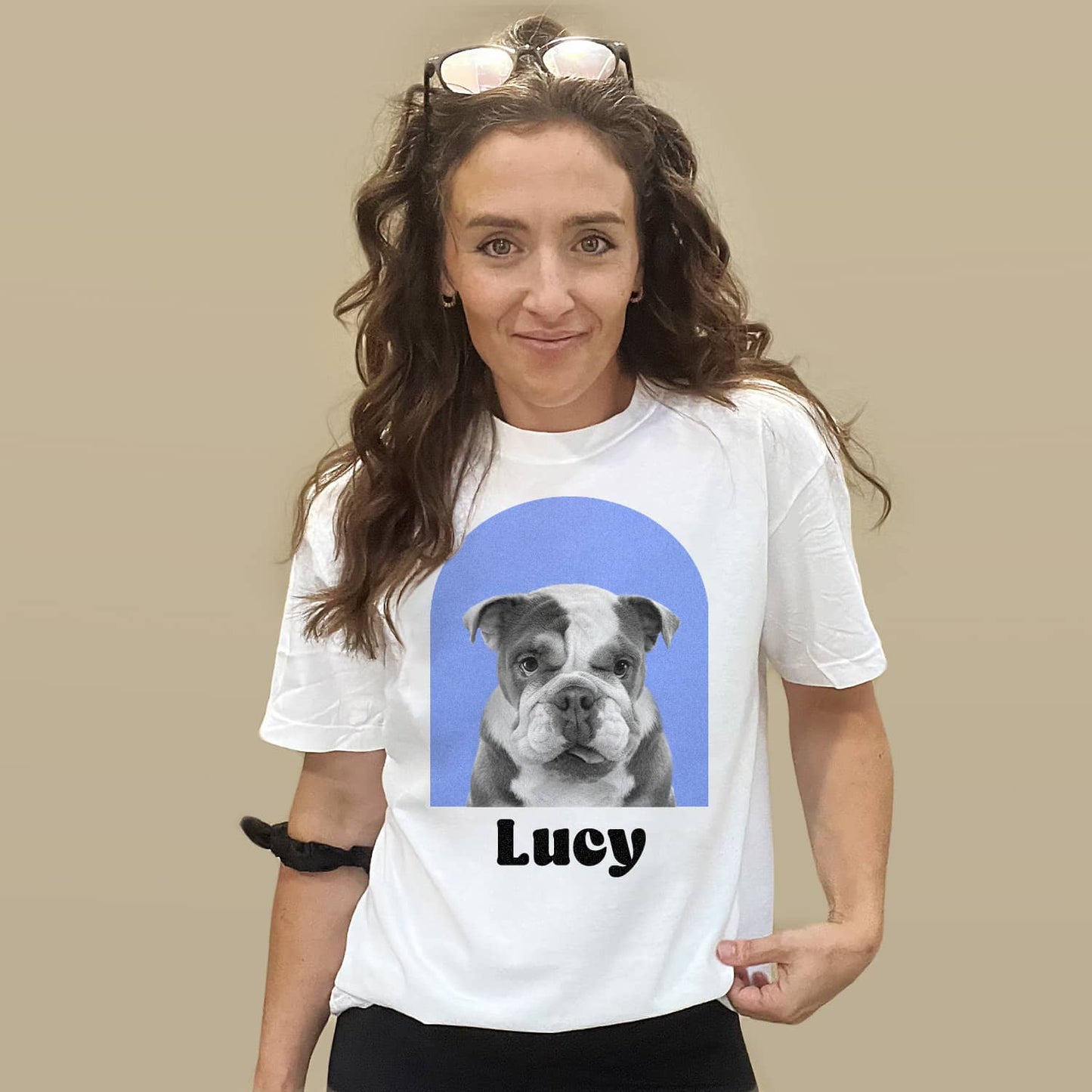 Personalized Pet Color Arch Graphic Tee - White