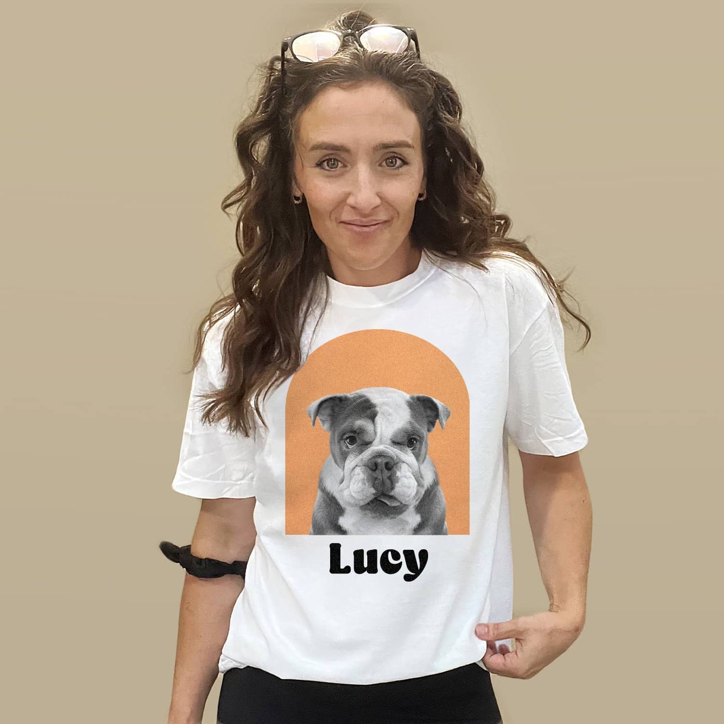 Personalized Pet Color Arch Graphic Tee - White