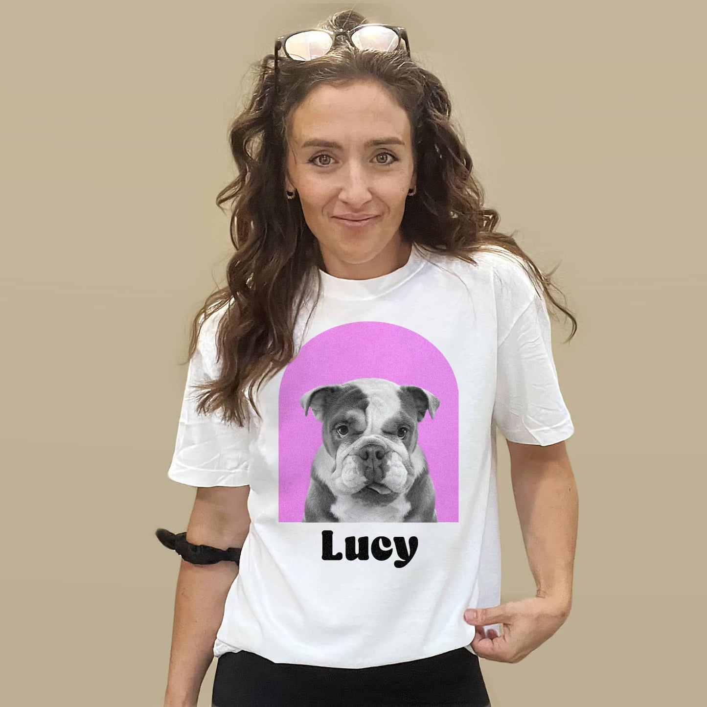 Personalized Pet Color Arch Graphic Tee - White