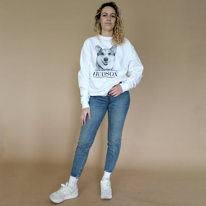 White Perkie Print  Crew Sweatshirt