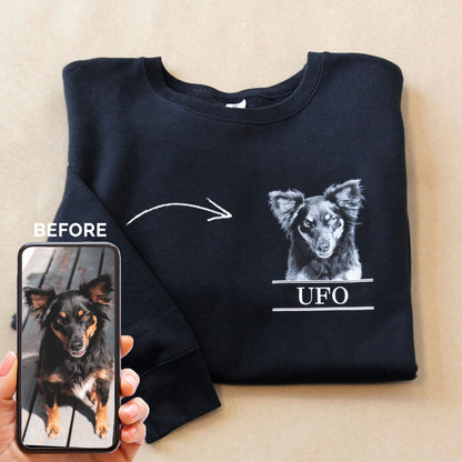 Personalized Pet Face Classic Crew Sweatshirt -Black
