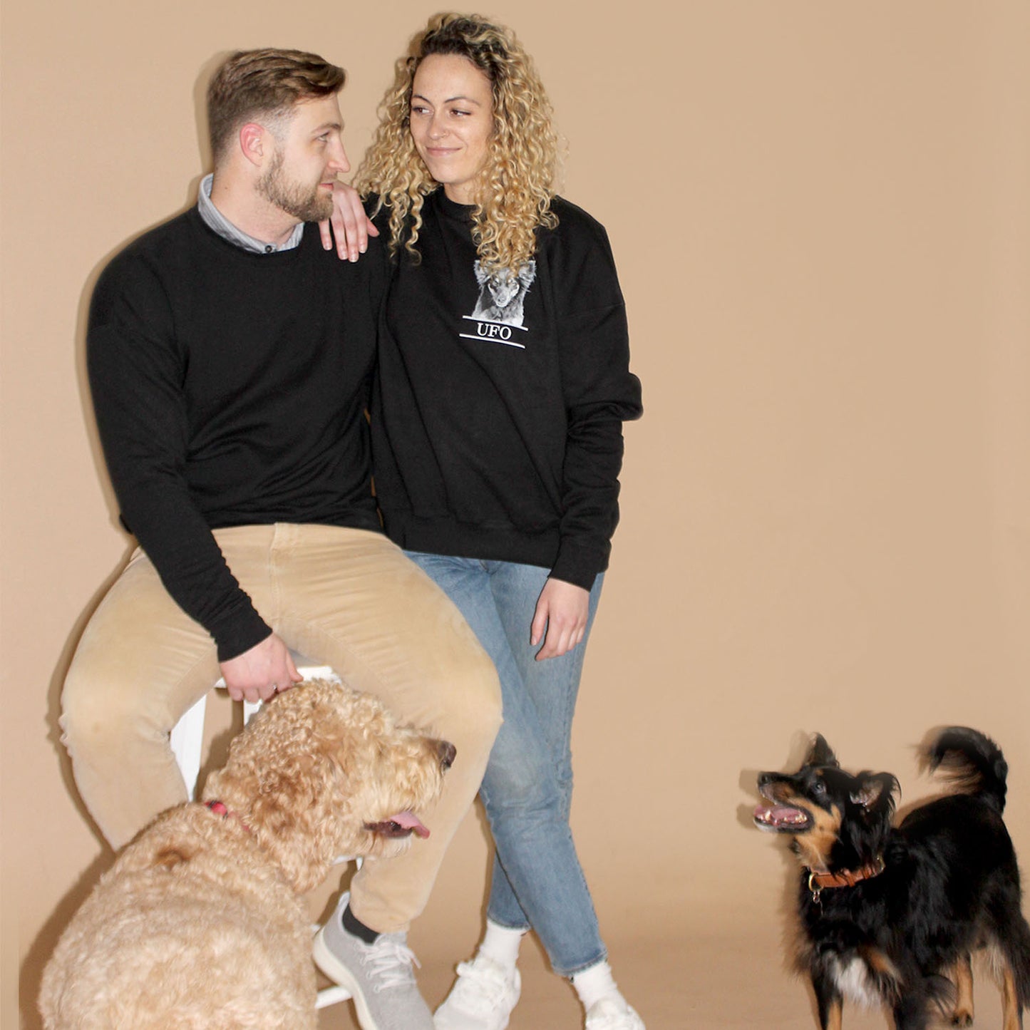 Personalized Pet Face Classic Crew Sweatshirt -Black