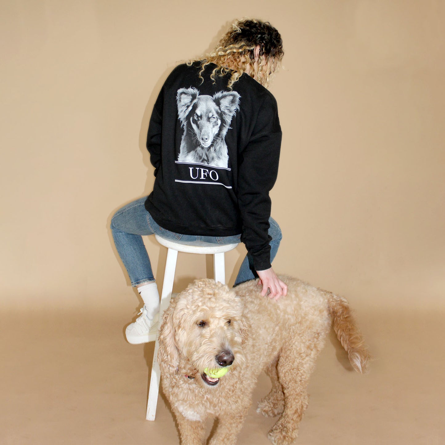 Personalized Pet Face Classic Crew Sweatshirt -Black
